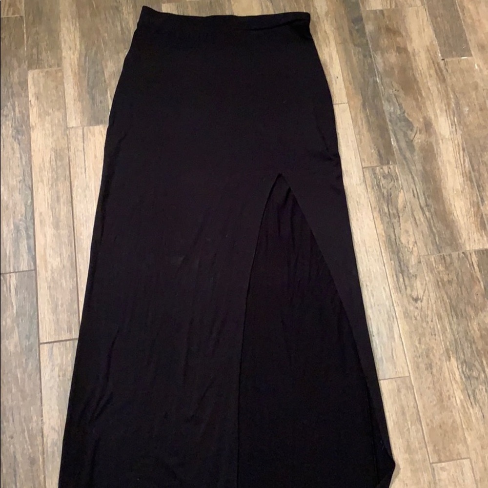 Black Front slit maxi skirt